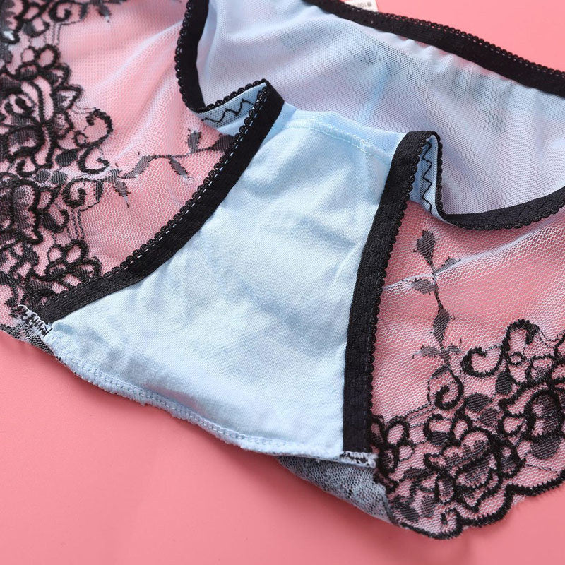 Sexy low-rise embroidered lace panties