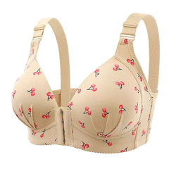 Front Button Oversized Thin Wire-Free Printed Bra