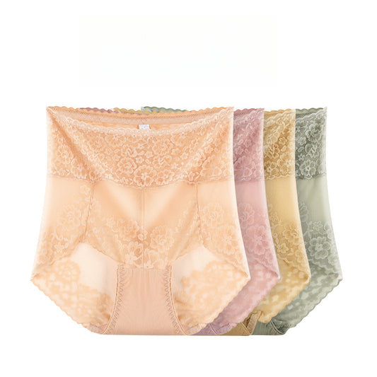 [ 5PCS ] High waist tummy tuck lace briefs
