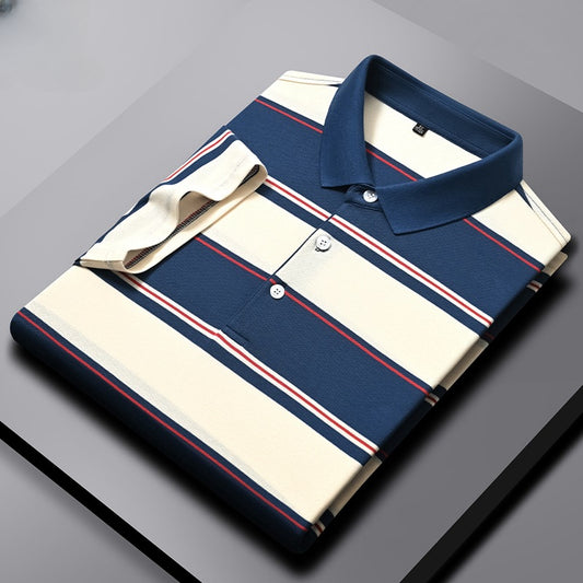 2023 Men's Business Casual Striped Polo Shirts