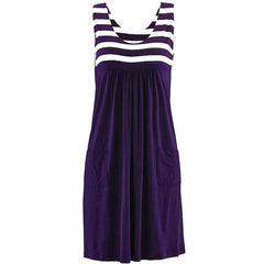 Striped Large Size Loose Sleeveless Dress