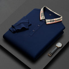 Men's New Business Plaid Collar Long-sleeved Fashionable Daily Casual Polo Shirt