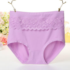 Solid color cotton lace panties
