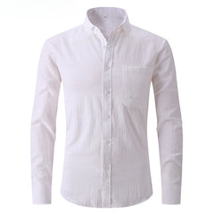 Men's Cotton and Linen Business Slim Shirt