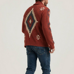 Men's New Lapel Jacquard Knitted Cardigan Sweater