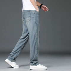 Men's High-end Thin Business Casual Ice Silk Soft Jeans