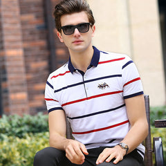 2024 New Striped Cotton Business Casual Polo Shirt