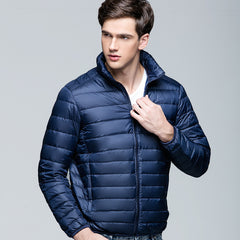 Men's lightweight stand collar down jacket
