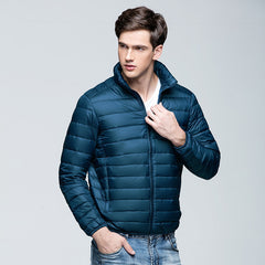 Men's lightweight stand collar down jacket