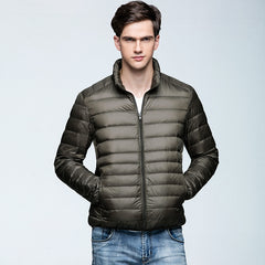 Men's lightweight stand collar down jacket