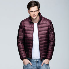 Men's lightweight stand collar down jacket