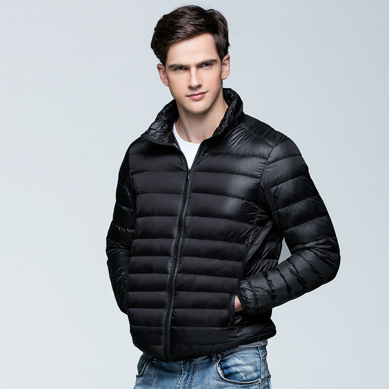 Men's lightweight stand collar down jacket