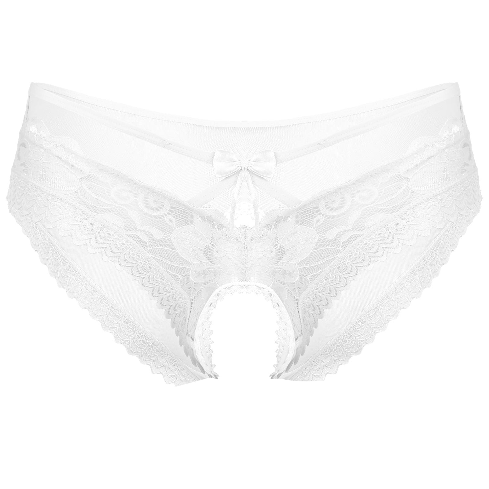 Men's see-through mesh tie-up crotchless underwear - Men's Fashion