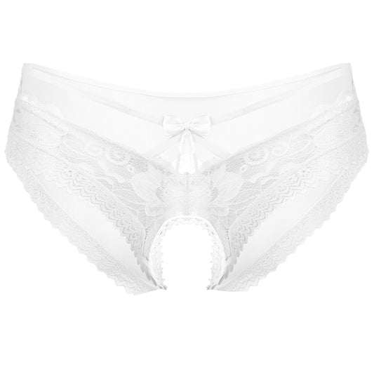 Men's see-through mesh tie-up crotchless underwear - Men's Fashion