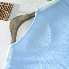 Cotton Linen Breathable Slim Solid Color Short-sleeved T-shirt