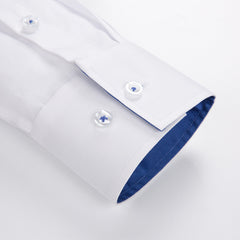 Pure cotton no-iron fashion casual patchwork white shirt