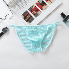 New Men's Striped Mesh Ice Silk Briefs