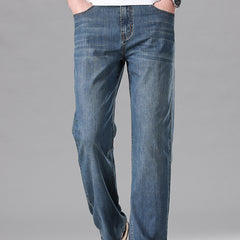 Men's Loose Mulberry Silk Soft High-end Business Stretch Straight Jeans