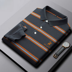 Men's New Striped Embroidered Casual Polo Shirt