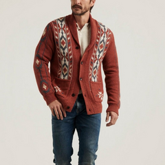 Men's New Lapel Jacquard Knitted Cardigan Sweater
