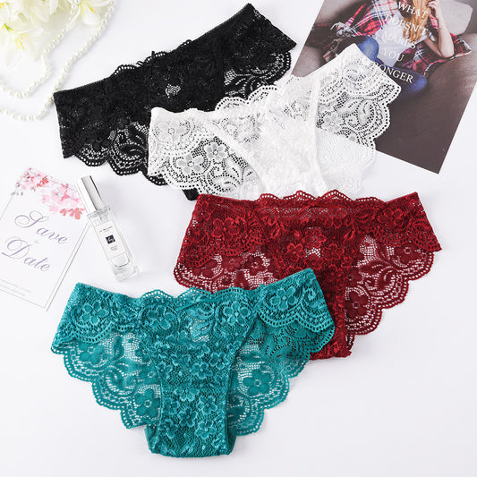 Lace Sexy Transparent Breathable Low Waist Briefs