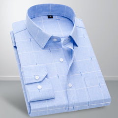 Men's Business Casual Long Sleeve Plaid Shirt