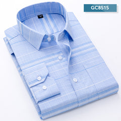Men's Business Casual Long Sleeve Plaid Shirt