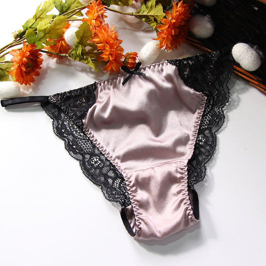 Lace Transparent Mulberry Silk Sexy Thong