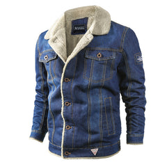 Men's Winter Thickened Loose Lapel Denim Jacket