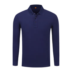 Men's Cotton Long-sleeved Lapel Polo Shirt