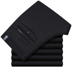 Men's Thickened High Waist Elastic Straight Warm Non-iron Casual Pants