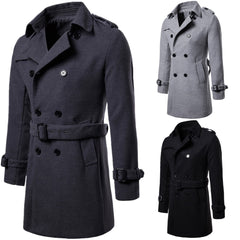 Men's New Style Double Breasted Fashionable Woolen Coat