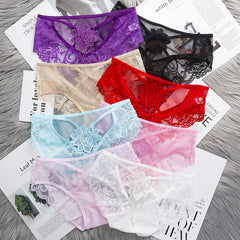 Sexy Embroidered Lace Low Rise Briefs