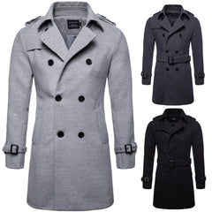 Men's New Style Double Breasted Fashionable Woolen Coat