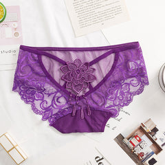 Sexy Embroidered Lace Low Rise Briefs