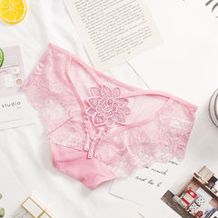Sexy Embroidered Lace Low Rise Briefs