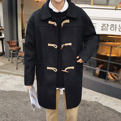 2023 New Loose Horn Button Woolen Coat