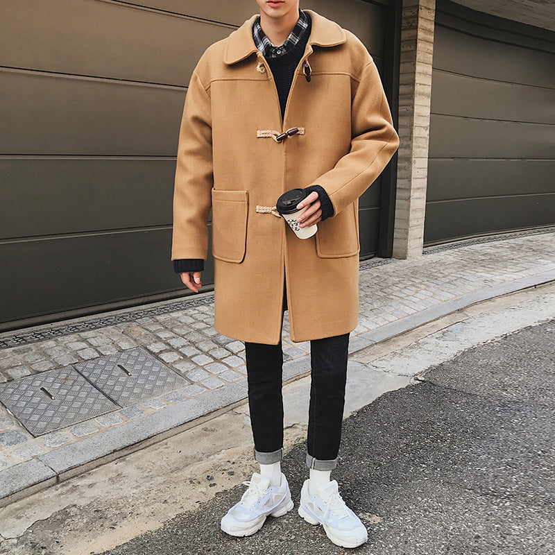2023 New Loose Horn Button Woolen Coat