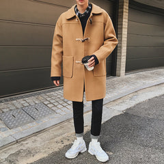 2023 New Loose Horn Button Woolen Coat