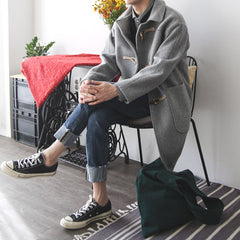 2023 New Loose Horn Button Woolen Coat