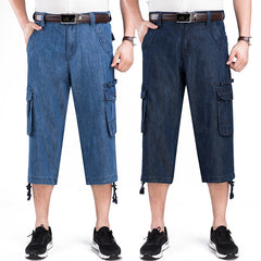 Men's Straight Multi Pocket Loose Casual Denim Shorts
