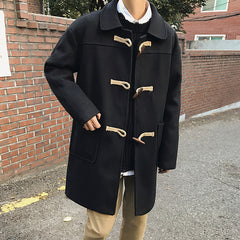2023 New Loose Horn Button Woolen Coat