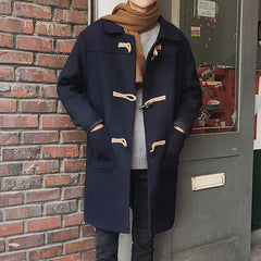 2023 New Loose Horn Button Woolen Coat