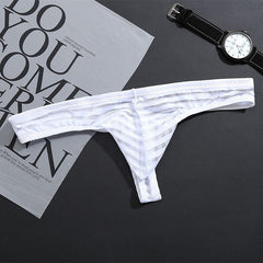 Men's Mesh Striped Transparent Thong