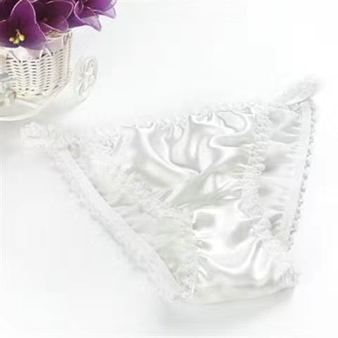 100% mulberry silk sexy panties with solid color lace