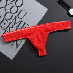 Men's Mesh Striped Transparent Thong