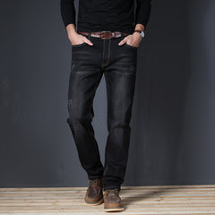 Men's Straight Elastic Simple Business Casual Jeans