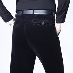 Men's High Waist Stretch Corduroy Casual Pants