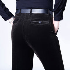 Men's High Waist Stretch Corduroy Casual Pants