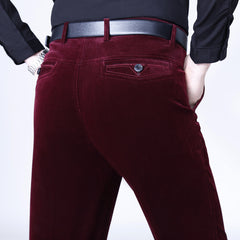 Men's High Waist Stretch Corduroy Casual Pants